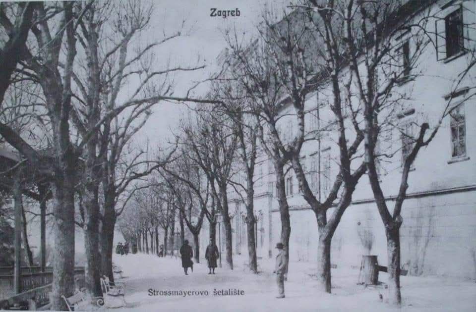 Strossmayerovo šetalište 1899. godine. Radovi na uređenju šetališta započeli su 1812. godine i završila su već iduće godine
